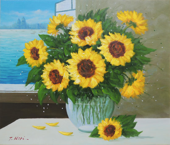楽天市場】絵画 油絵 ひまわり F30号 （堀哲夫） 送料無料 【肉筆