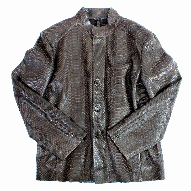 楽天市場】蛇革 パイソン メンズ レザージャケット 本革 ステンカラー