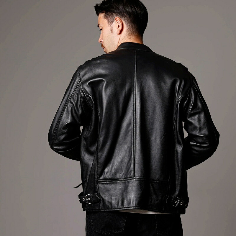 楽天市場】ラムレザージャケット メンズ 本革 ラム革 シングル