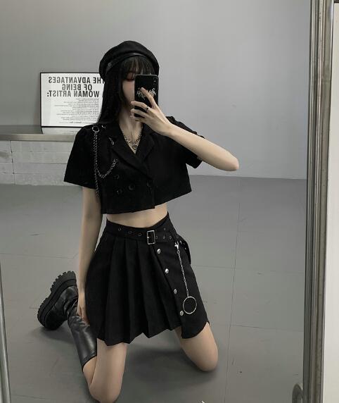 楽天市場】♪S~XL展開♪ベルト チェーン付き プリーツ スカート