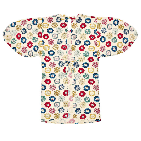 楽天市場】ロング丈 割烹着「生成り色 編み物風のお花」 実用的 日本製