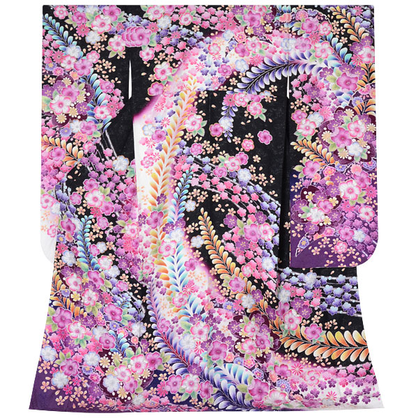 楽天市場】【成人式 振袖 レンタル】RS1653 正絹 黒 豪華 総柄 辻が花