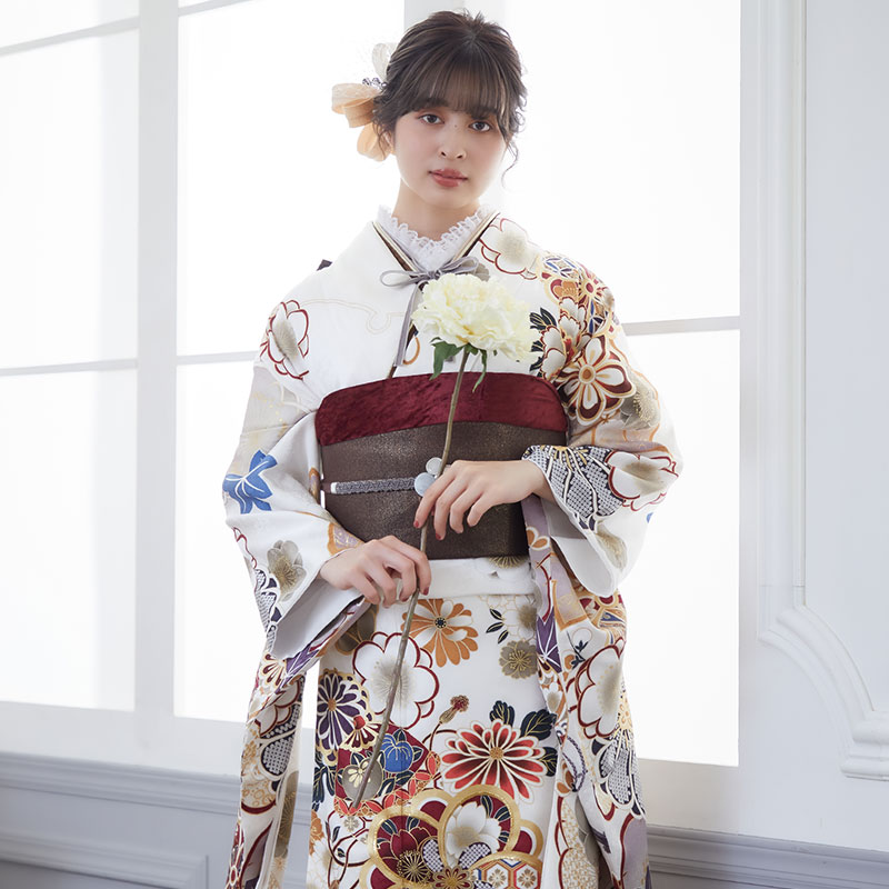 楽天市場】【振袖 レンタル】 結婚式 結納R2008 正絹 【友禅】白 牡丹