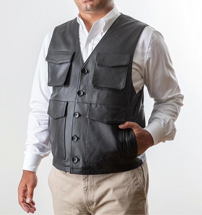楽天市場】ロベルトリッチ ラム革 10ポケットベスト[ラム革ベスト 多