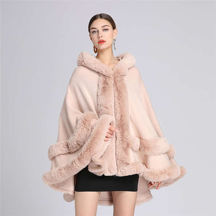 楽天市場】アウター フード付きポンチョ マント ボレロ ファーコート