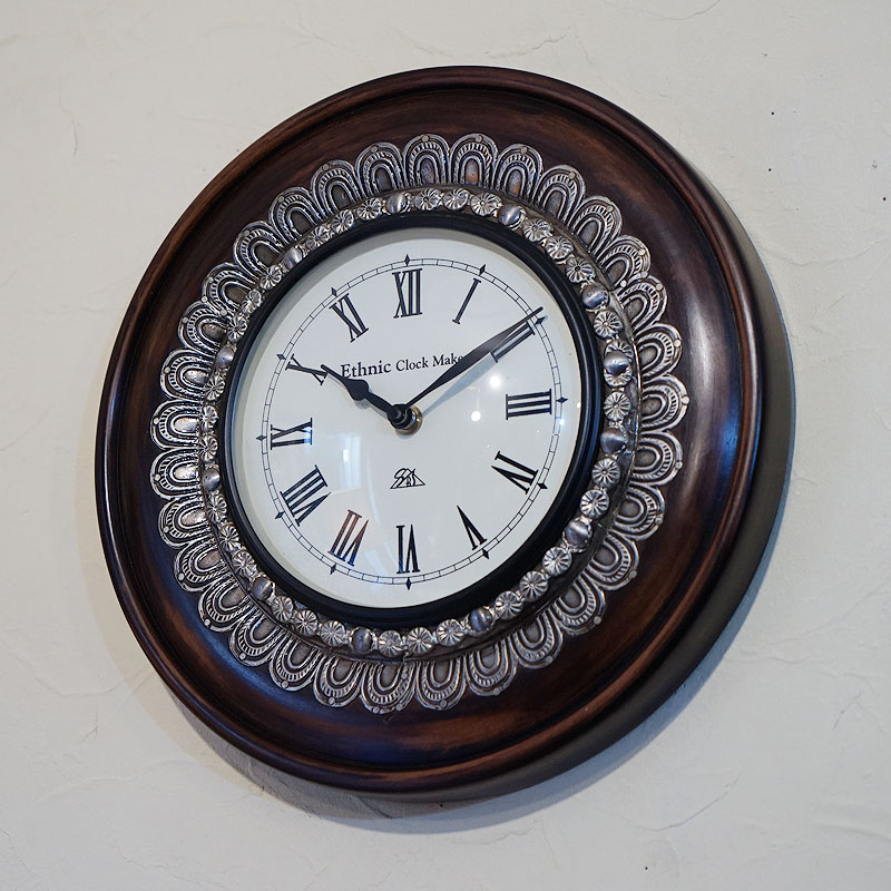 楽天市場】アンティーク風 掛け時計 クォーツ ブラウン＆シルバー