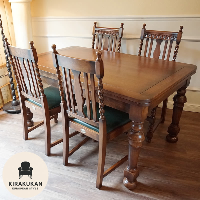 楽天市場】アンティーク家具調 ダイニングテーブル 伸縮 140-200 伸長