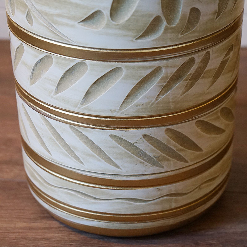 傘立て アンブレラスタンド 陶器製 ホワイト x ゴールド 白 金 モダン