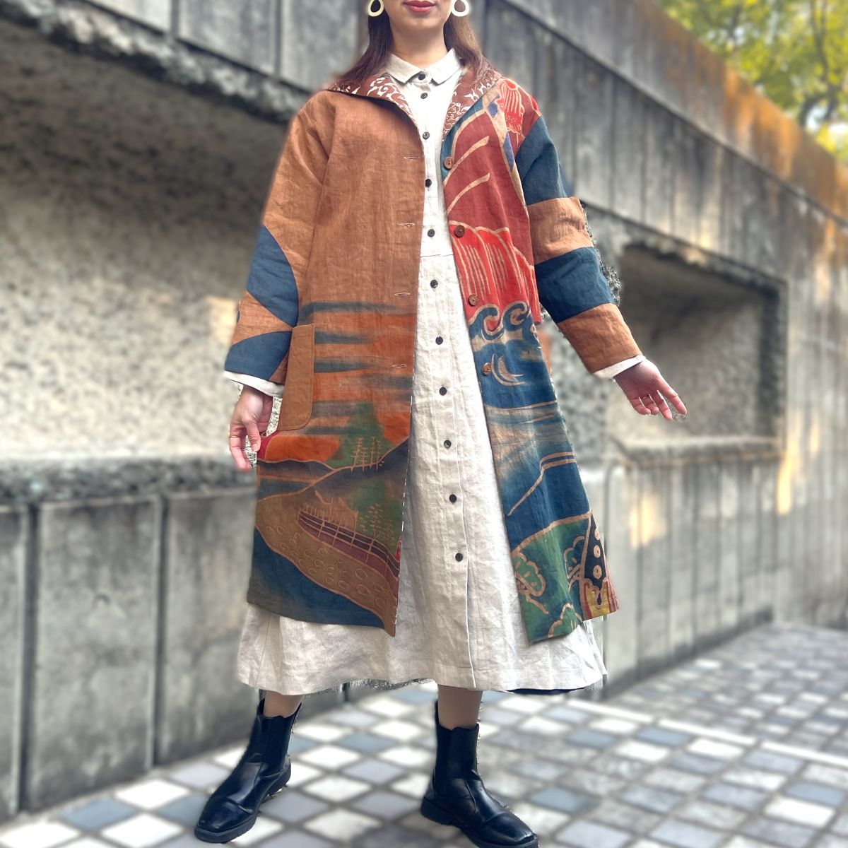 楽天市場】【古布リメイクフード付きコート】高木ふくえ作ミセス50代