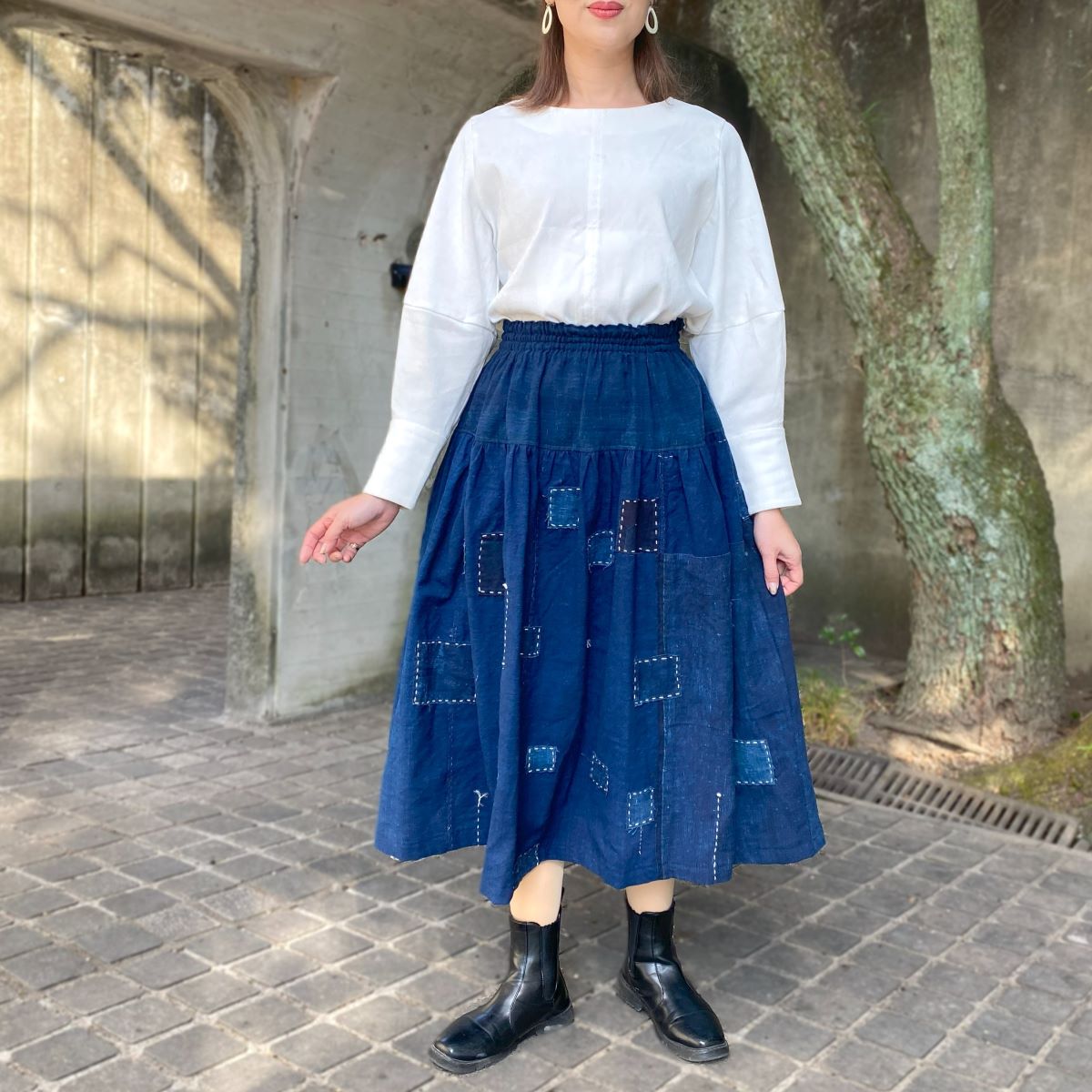 楽天市場】【古布アレンジ裏地付きスカート】作家一点もの40代50代