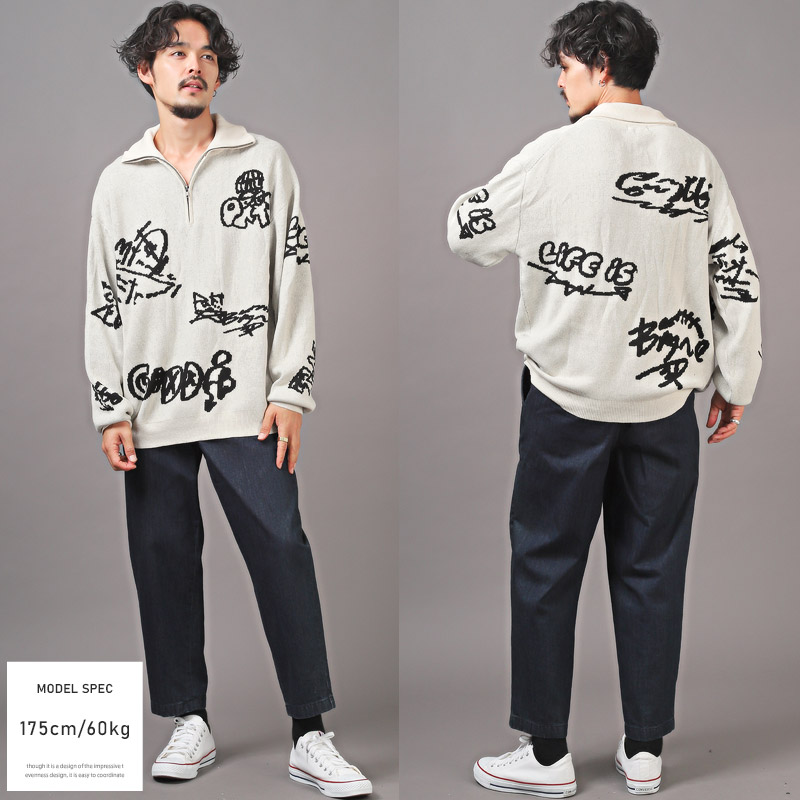 楽天市場】△送料無料△ ニット メンズ セーター ハーフジップ ロゴ