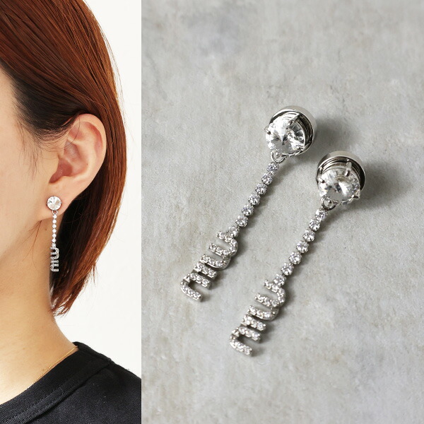 楽天市場】miumiu ミュウミュウ ピアス Crystal Logo Earrings 5IO058