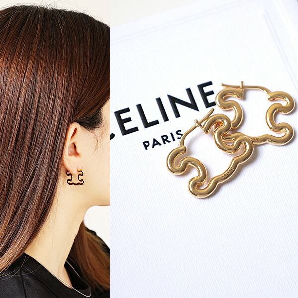 楽天市場】CELINE セリーヌ ピアス Triomphe Large Earrings 460HS6BRA