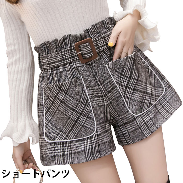 楽天市場】【送料無料】グレンチェック レディース ショートパンツ