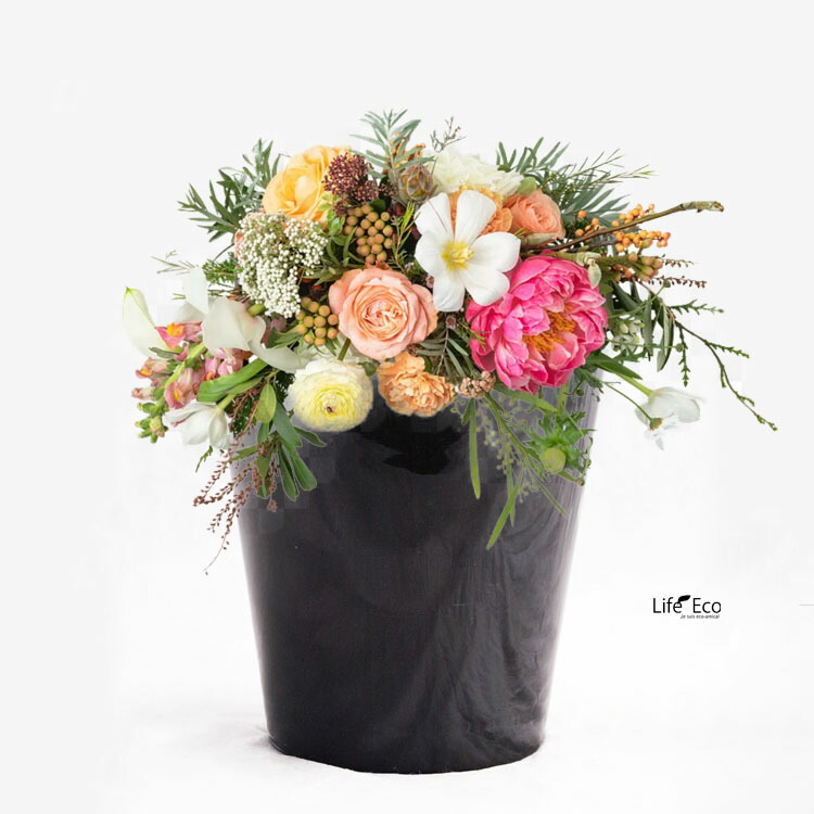 楽天市場】花器・鉢カバー 色ガラス製 ラウンド ブラック（黒