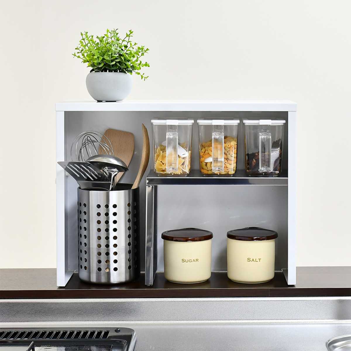 楽天市場】調味料ラック 手元が隠せるカウンター上収納 幅45cm