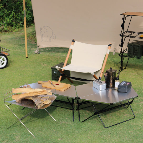 楽天市場】アウトドア テーブル ステンレストップ 3台 アーチテーブル