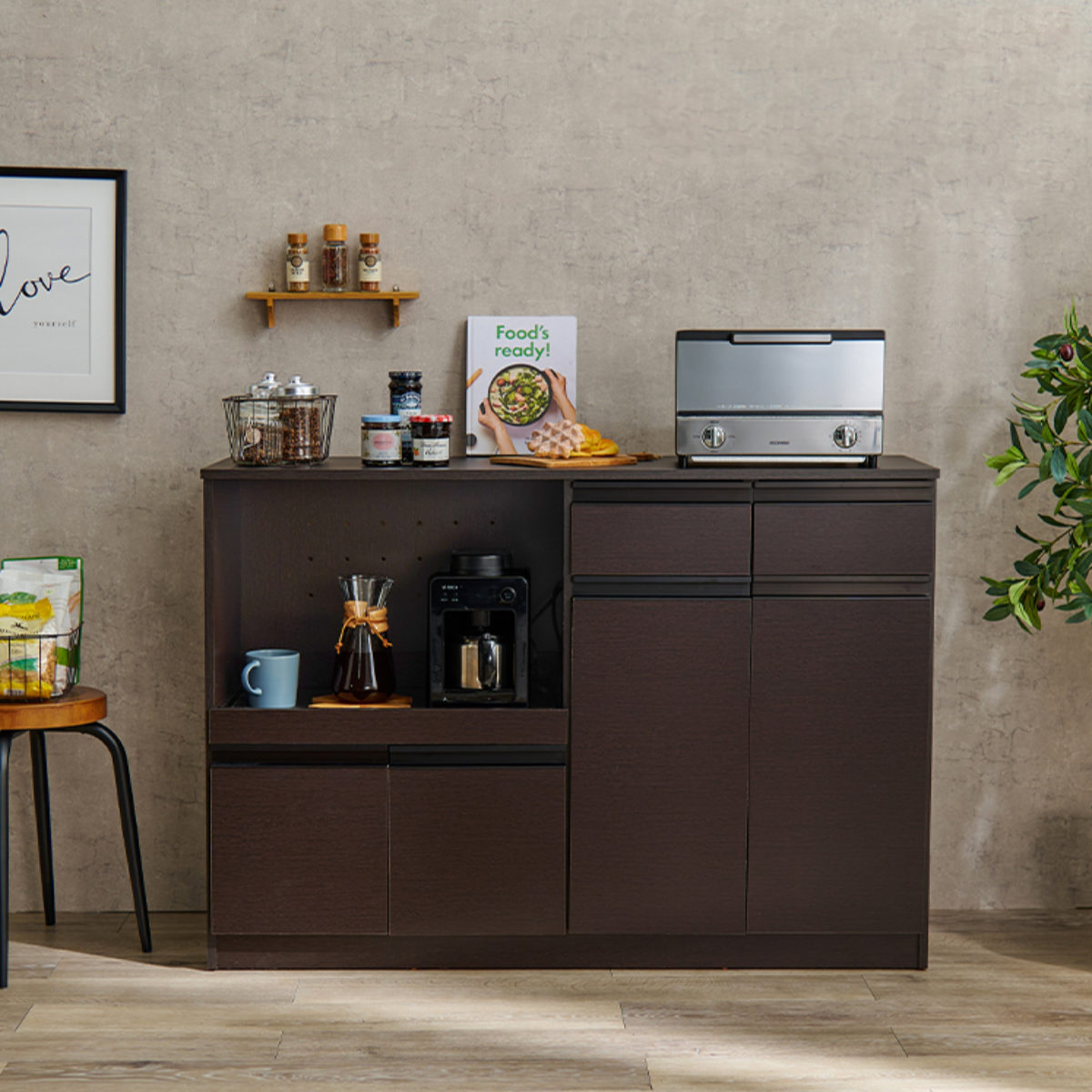 楽天市場】キッチンカウンター 北欧風 キャビネット 幅118cm