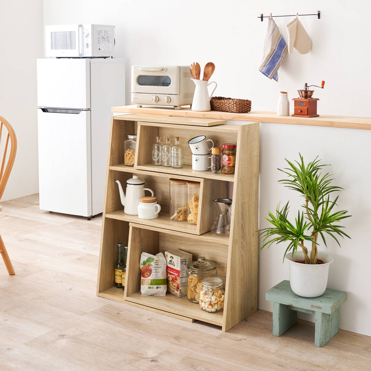 楽天市場】伸縮スライドラック 幅60〜100cm 角度調整可能 木目調