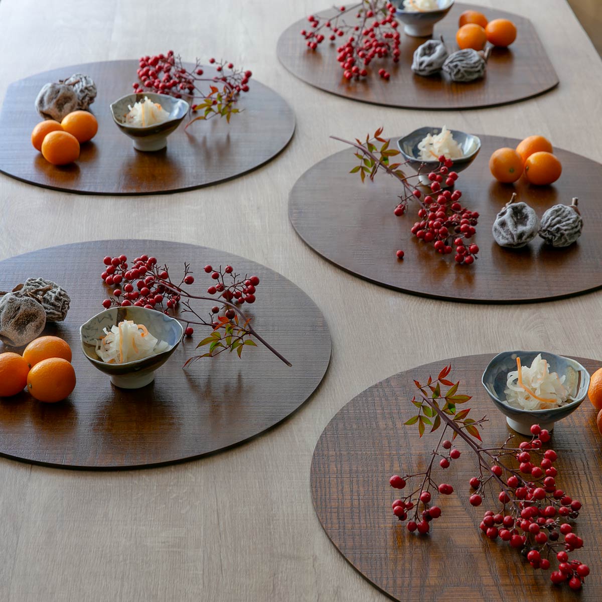 楽天市場】半月膳 36×32cm 漆塗り 天然木 ランチョンマット 5枚セット