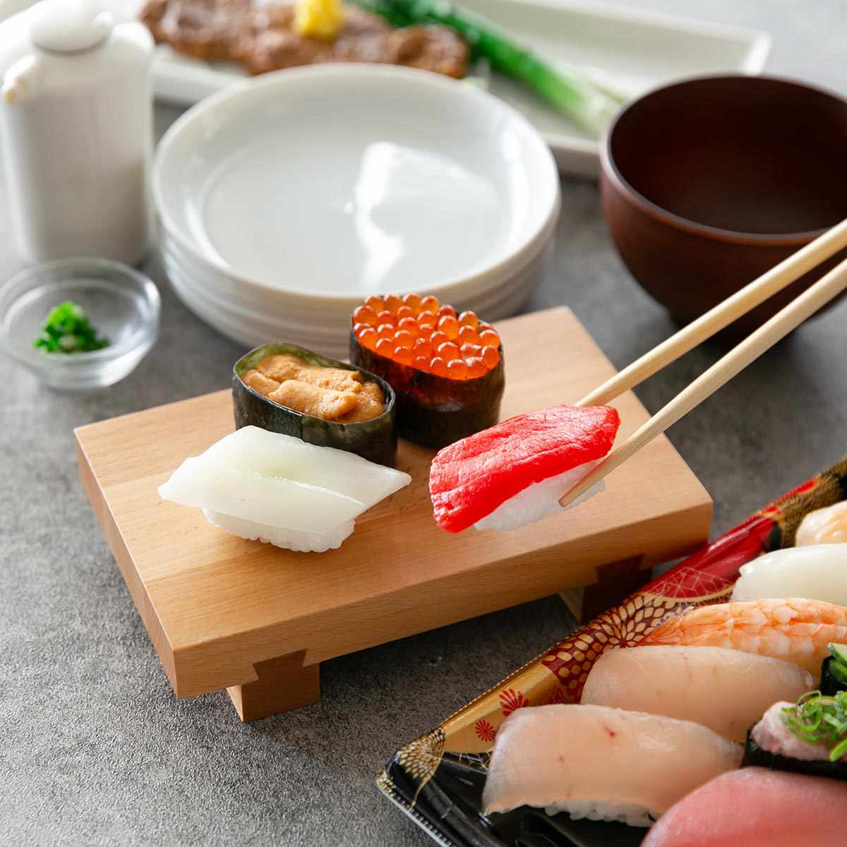 楽天市場】寿司下駄 M 18cm SUSHIGETA 天然木 （ 寿司盛り台 寿司ゲタ