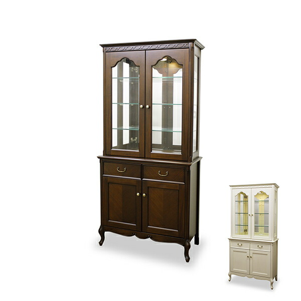 楽天市場】食器棚 カップボード クラシック調 猫脚 フルール 約幅86cm