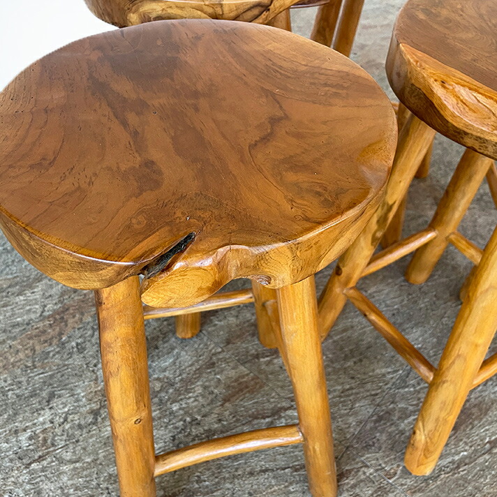 楽天市場】天然木 ハイスツール スツール 木製 ラウンドスツール