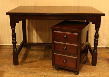 北海道民芸家具 文机 木製 ダークブラウン 3引き出し 北海道民芸家具