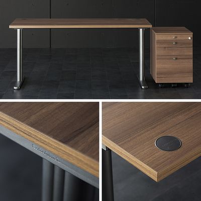 楽天市場】オフィス家具 Garage fantoni GTデスク 濃木目 T字脚 配線穴