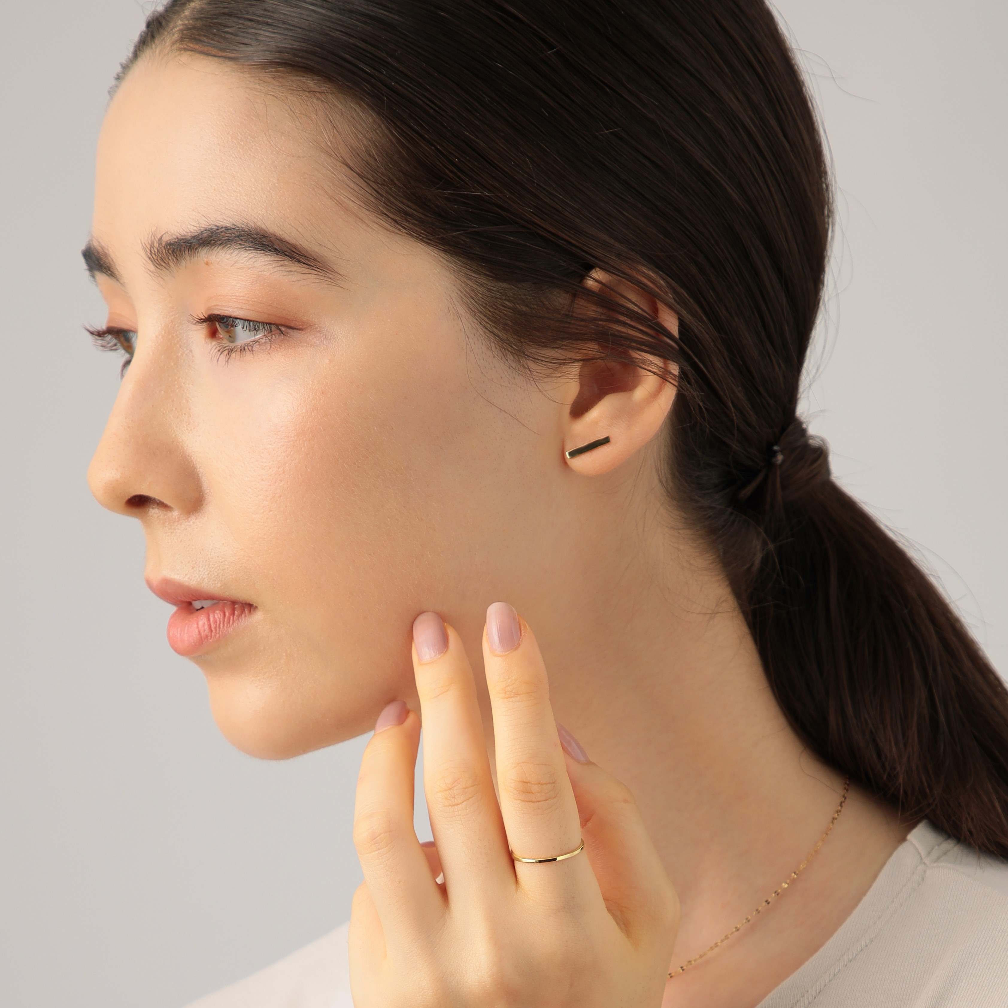 楽天市場】K18 イエローゴールド、ホワイトゴールド バー ピアス