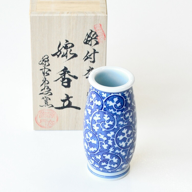 楽天市場】【お買い得品】【仏具】「染付唐草濃 線香立」源右衛門窯