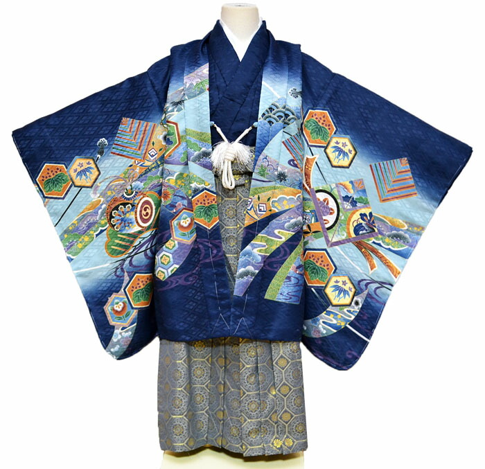 楽天市場】七五三 753 着物 男の子 袴 セット 5歳羽織袴 フルセット 兜