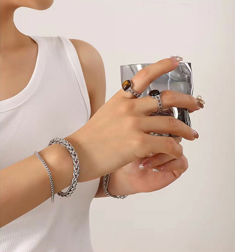 楽天市場】ブレスレット 二連ブレスレット 太め ごつめ チェーン