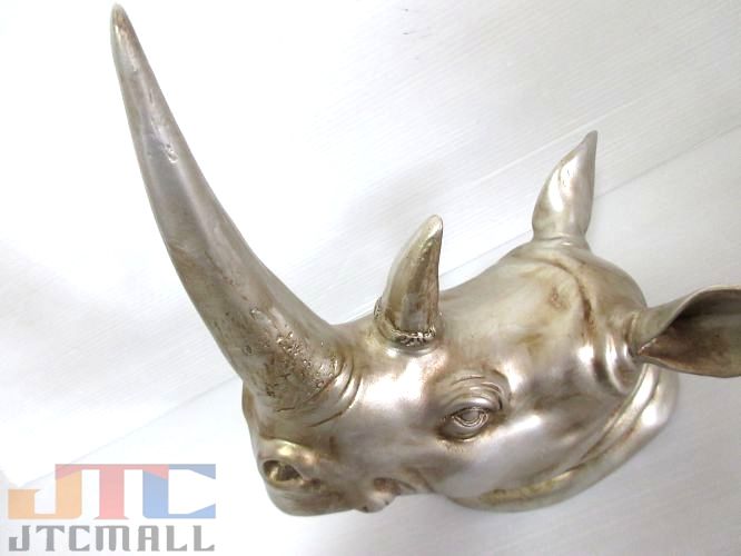 楽天市場】シルバーゴールド 壁掛け サイ オブジェ 剥製 インテリア