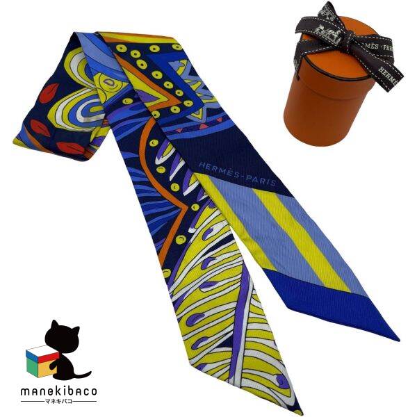 楽天市場】エルメス HERMES ブルー ツイリー マハラニの庭 シルク 青