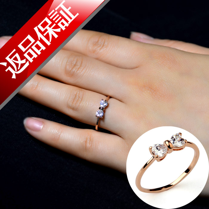 楽天市場】リング リボン 指輪 スワロフスキー K18 18金GP 18k