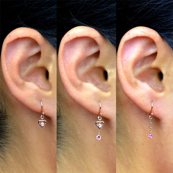 楽天市場】日本製 ピアス ハート スワロフスキー レディース K18 18k