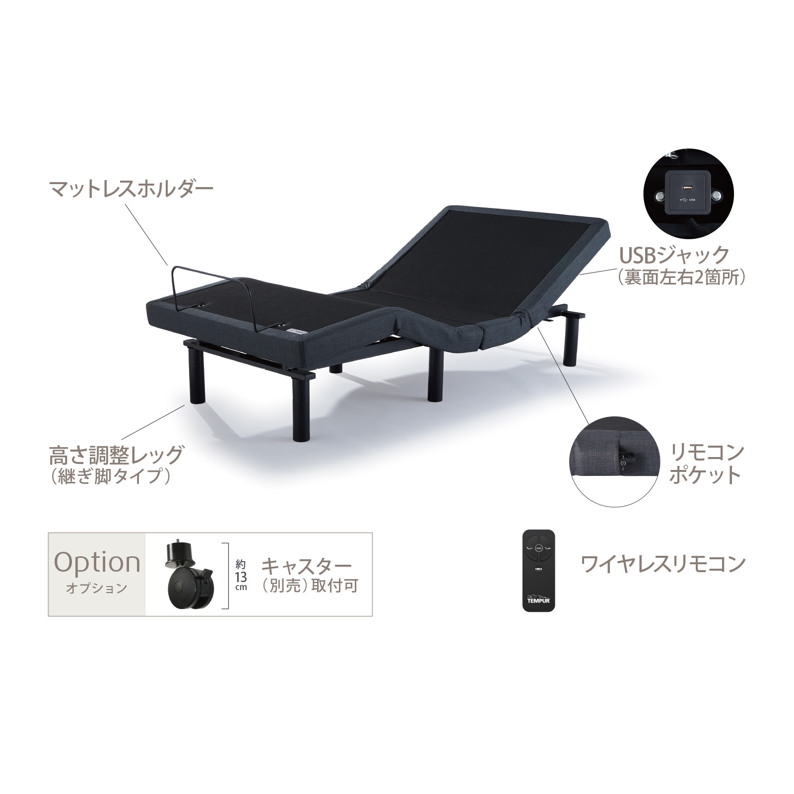 楽天市場】【公式】テンピュール 電動ベッド シングル セミダブル