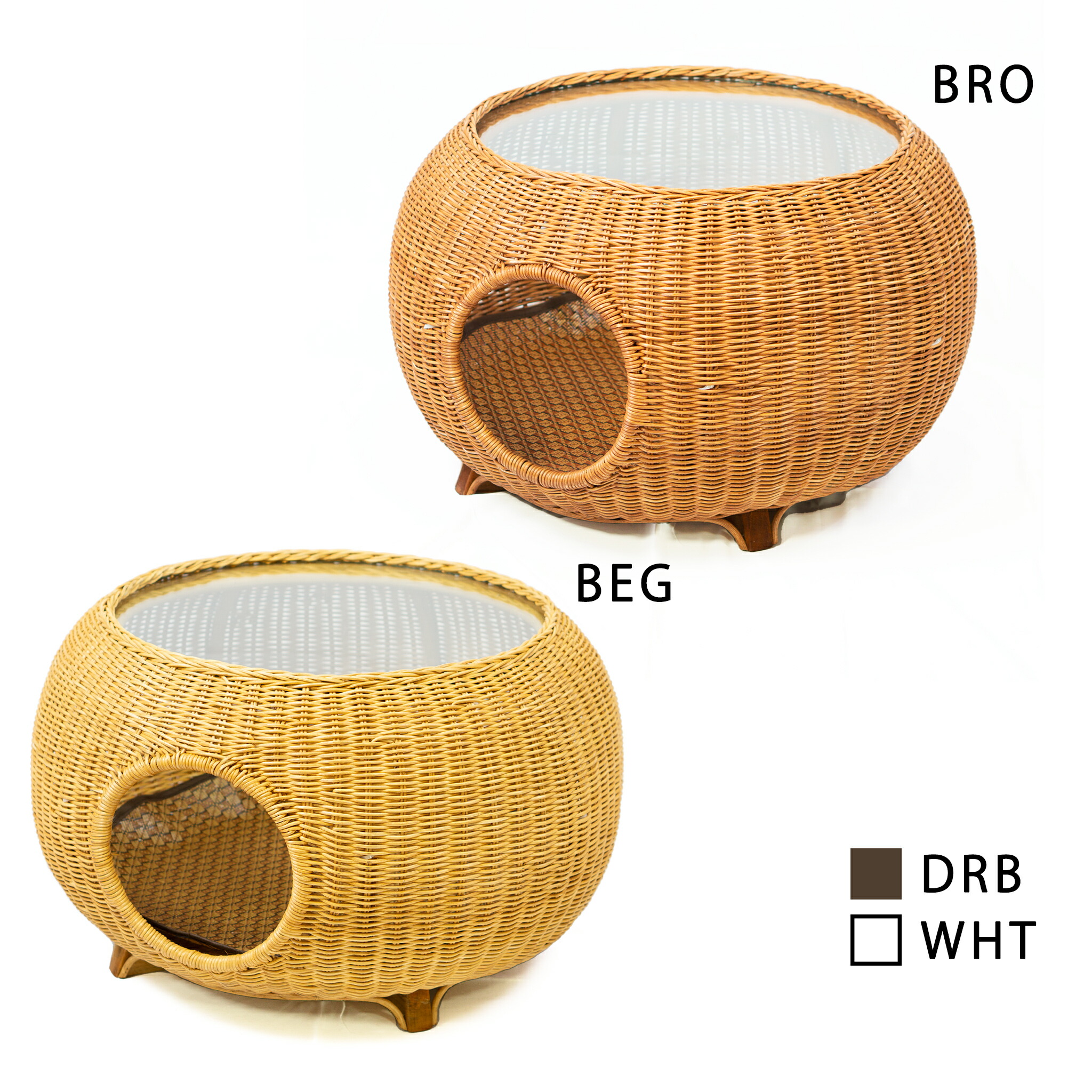 楽天市場】ラタンガラステーブル（猫ハウス） ガラステーブルなので中