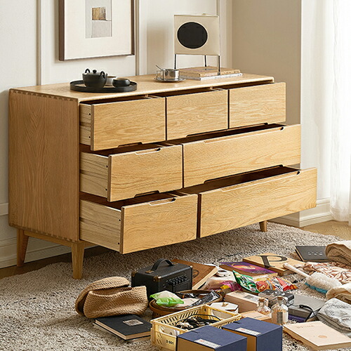 楽天市場】キャビネット オーク材 ナチュラル 幅120cm チェスト 大容量