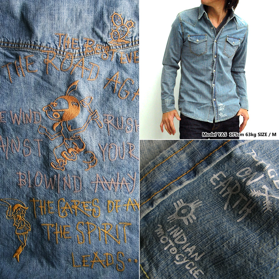 楽天市場】Indian インディアン デニムシャツ メンズ MOTOCYCLE 背面総