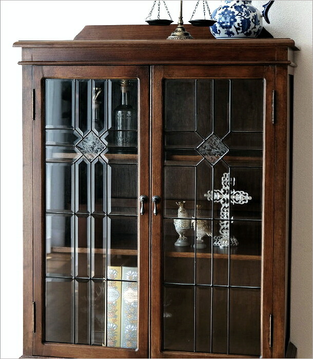 楽天市場】ガラスキャビネット アンティーク 木製 食器棚 飾り棚 北欧