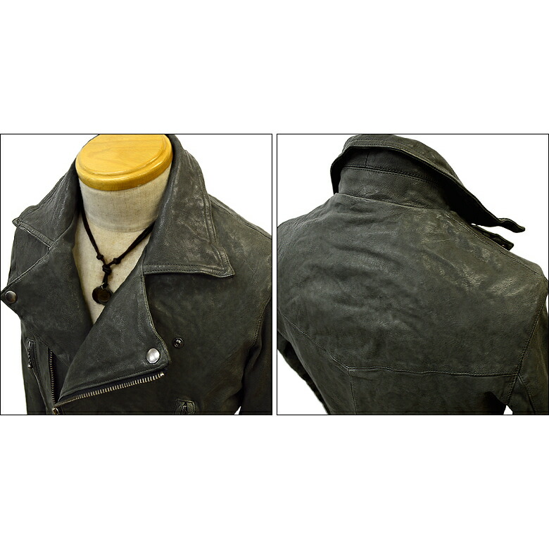 楽天市場】本革 ダブルライダースジャケット メンズ ハルフレザー