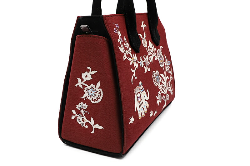 楽天市場】岡重 和装バッグ OKAJIMA 赤 更紗 象 花唐草 京友禅 臙脂