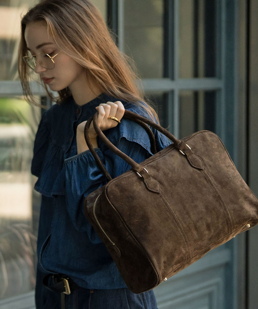 楽天市場】本革 スエード ボストンバッグ レディース【第2世代・改良版