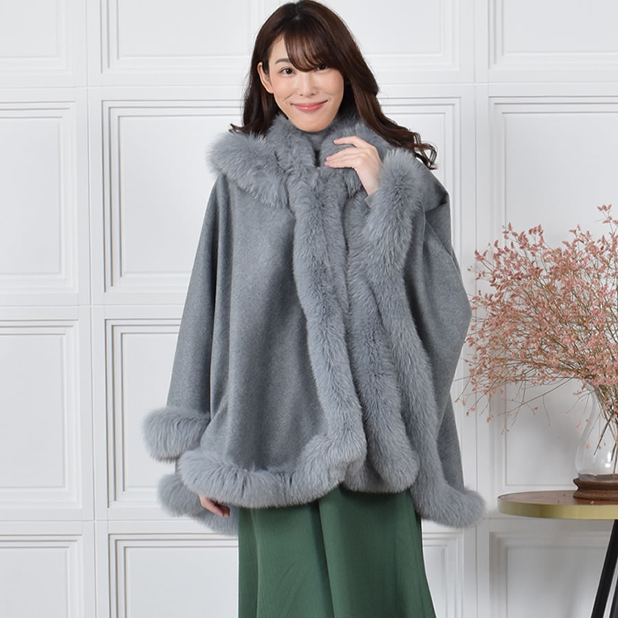 saga fursグレー カシミヤファー ケープコート 楽天市場】【17％OFF