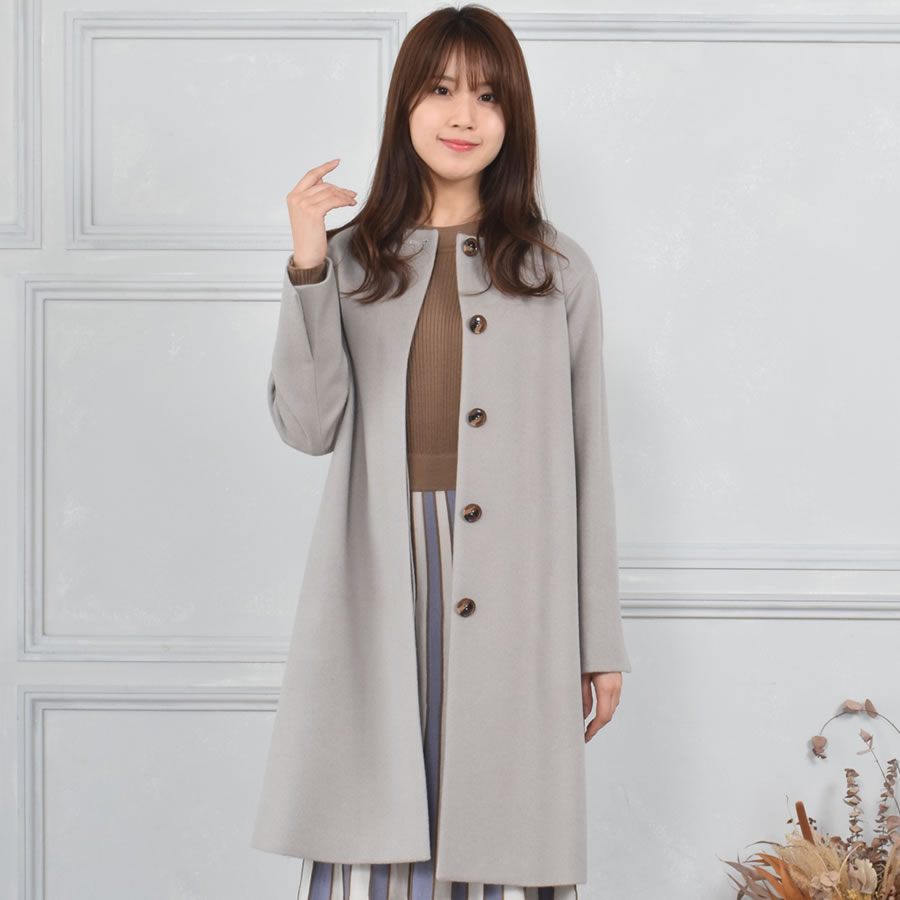 楽天市場】ノーカラーコート カシミヤコート カシミア カシミヤ ウール