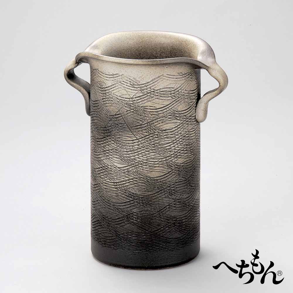 楽天市場】【送料無料】【信楽焼】へちもん 黒窯変手付 傘立 : へち