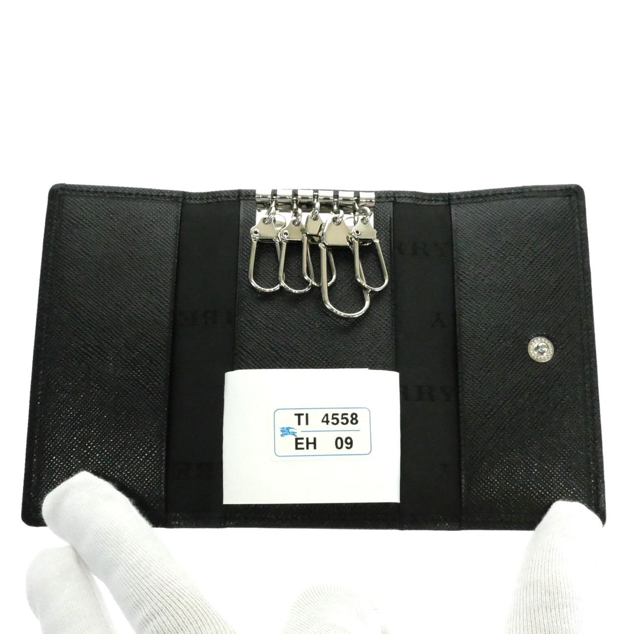 バーバリー ブラック キーケース 5連 リング付き メンズレディBURBERRY