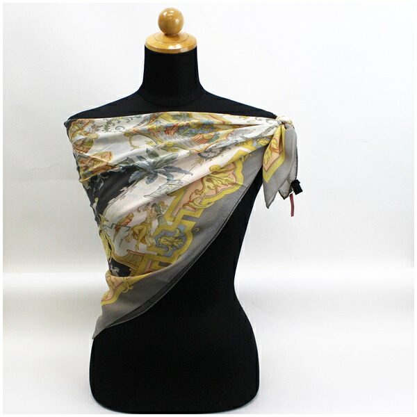 楽天市場】エトロ シルク スカーフ シフォン グレー×ピンク ペイズリー